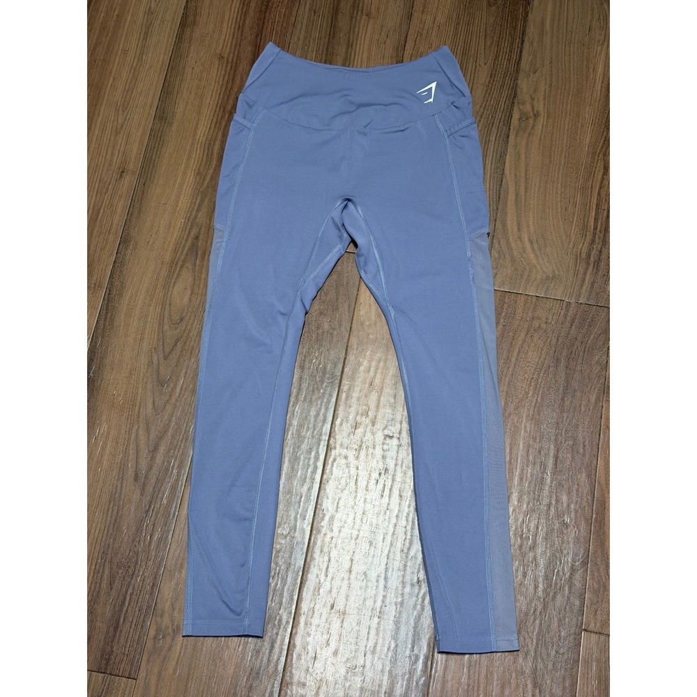Gymshark Womens High Waisted Mesh Pocket Leggings Blue Athletic Yoga Pants Small